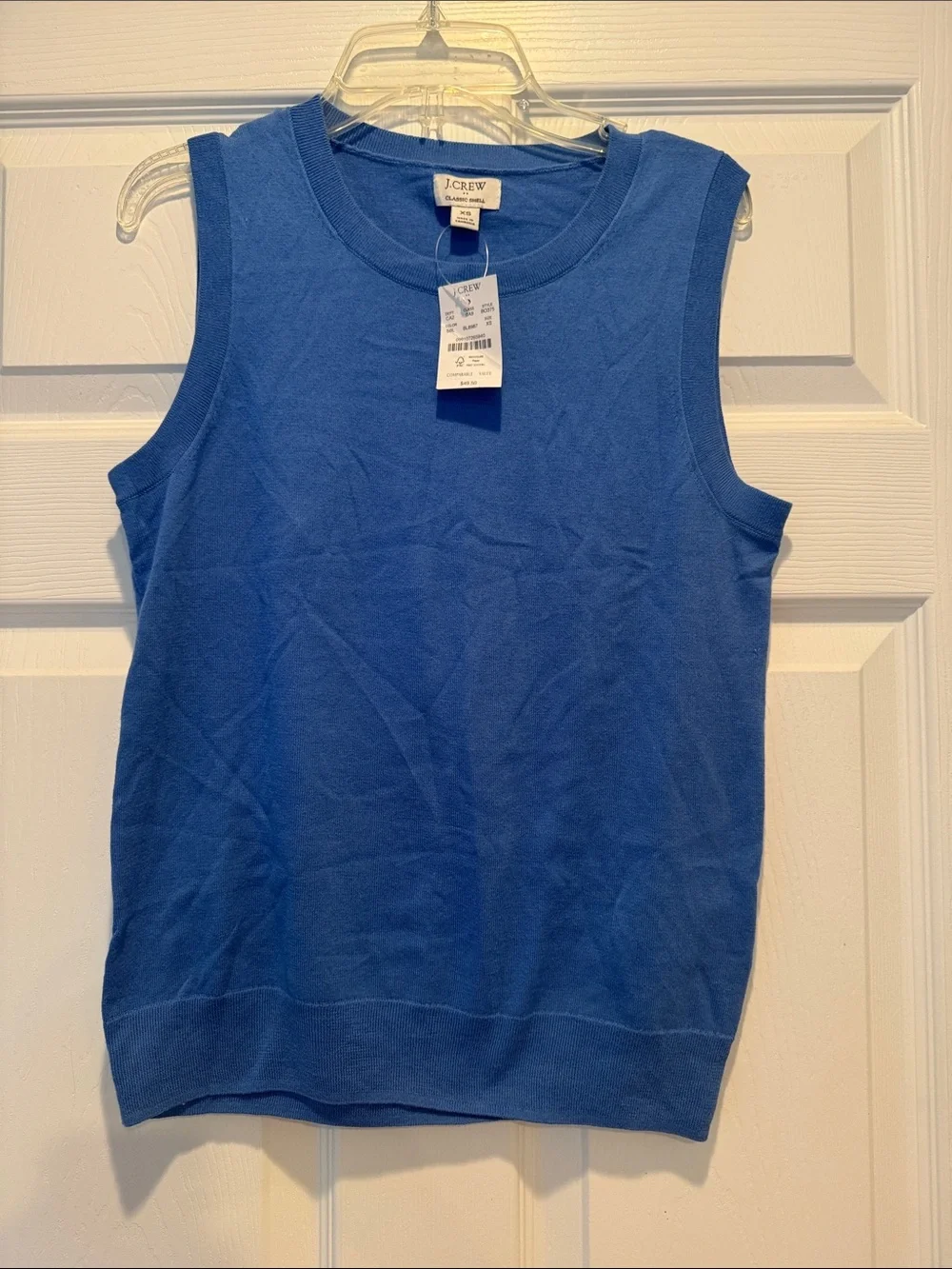 J. Crew Factory Sleeveless Cotton Classic Shell Knit Tank Top in Blue Size Small